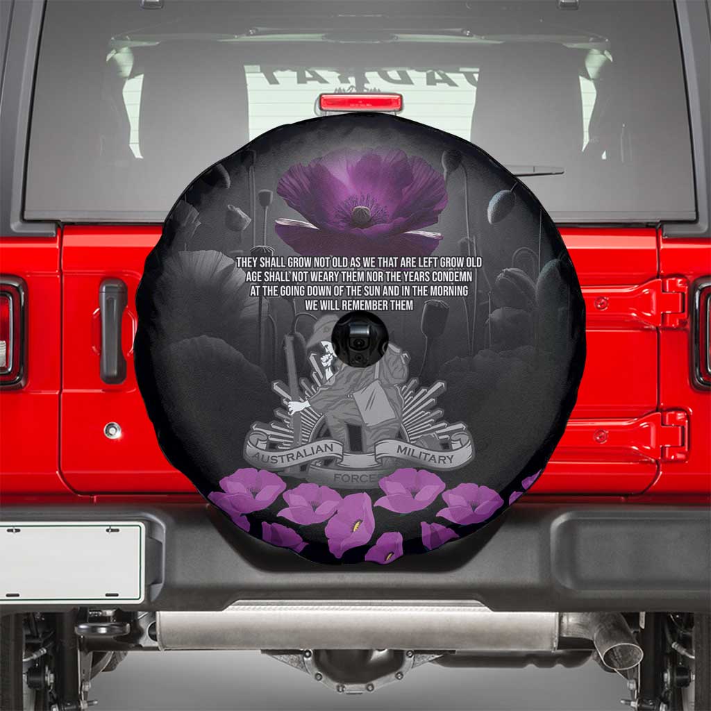ANZAC Day Remembrance Spare Tire Cover Purple Poppy We Will Remember Them LT9 - Polynesian Pride