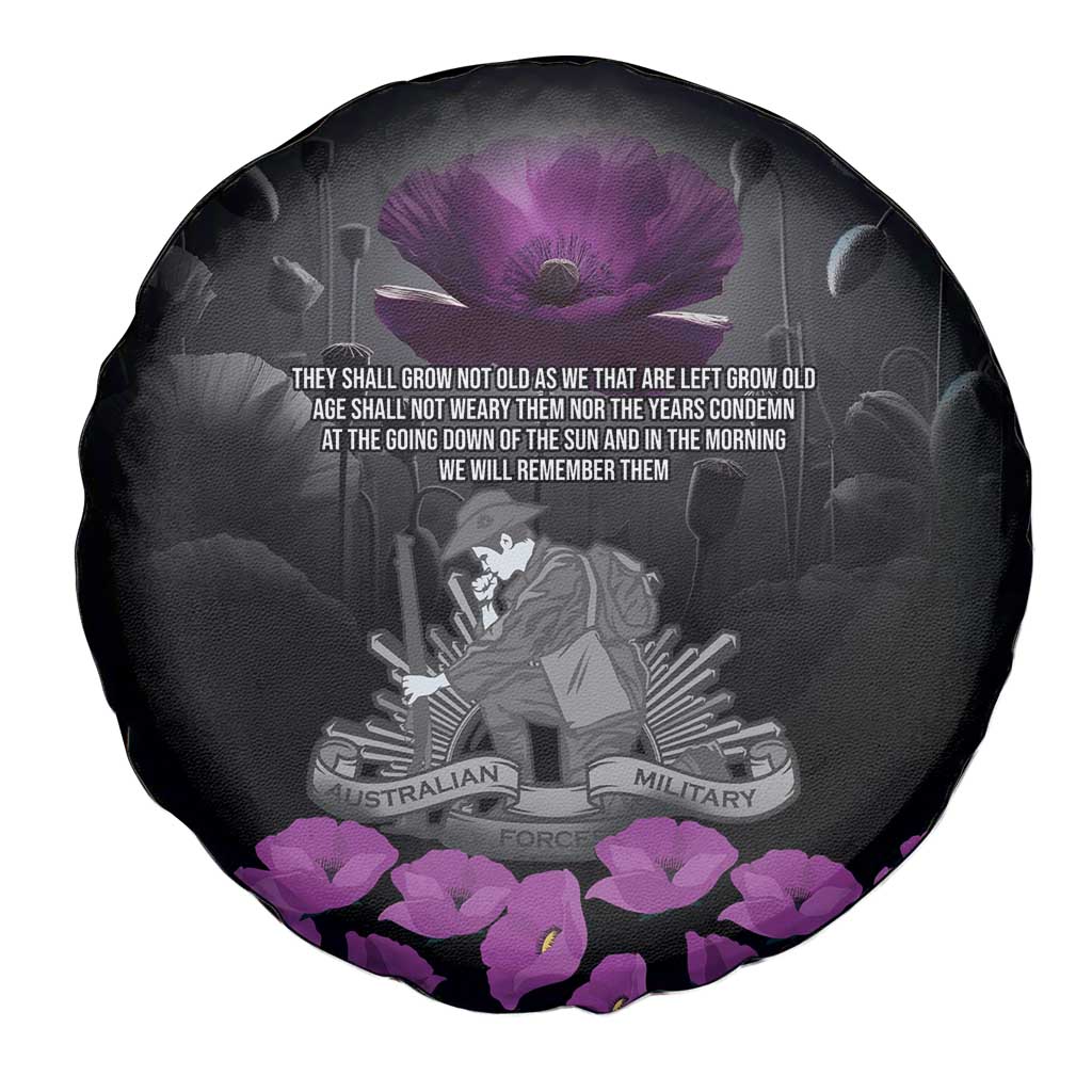 ANZAC Day Remembrance Spare Tire Cover Purple Poppy We Will Remember Them LT9 - Polynesian Pride