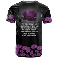 ANZAC Day Remembrance T Shirt Purple Poppy We Will Remember Them