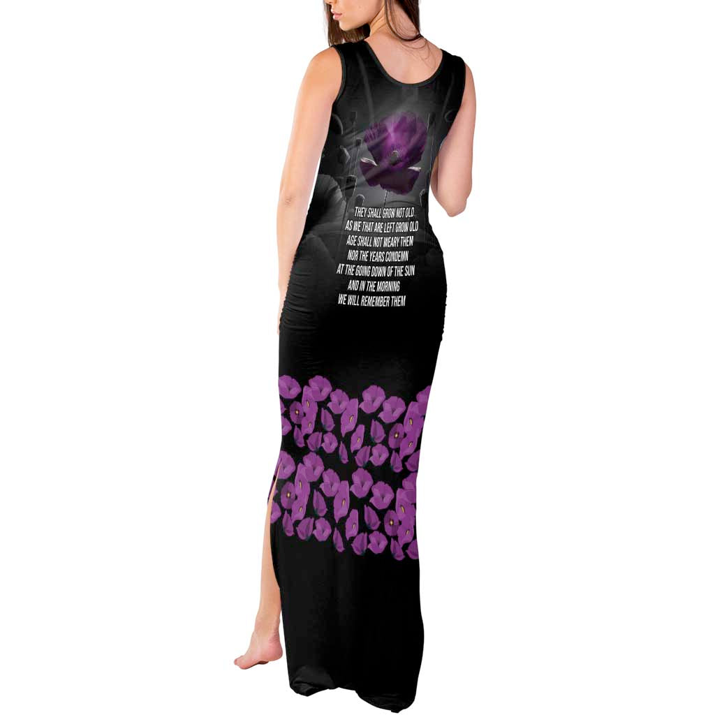 ANZAC Day Remembrance Tank Maxi Dress Purple Poppy We Will Remember Them LT9 - Polynesian Pride