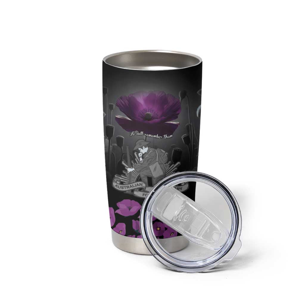 ANZAC Day Remembrance Tumbler Cup Purple Poppy We Will Remember Them LT9 - Polynesian Pride