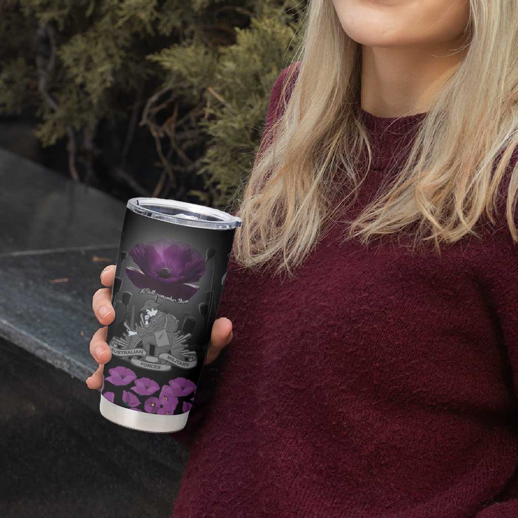 ANZAC Day Remembrance Tumbler Cup Purple Poppy We Will Remember Them LT9 - Polynesian Pride
