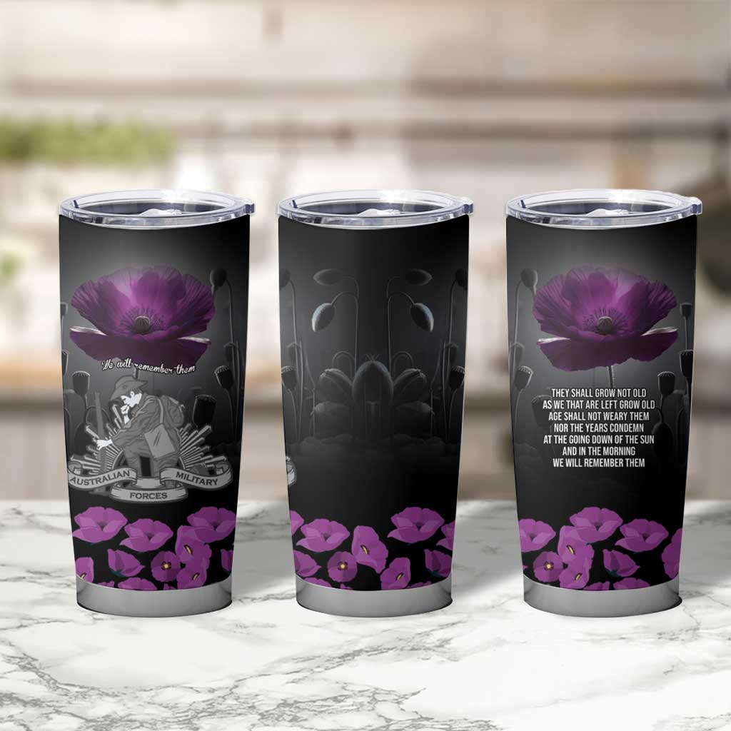 ANZAC Day Remembrance Tumbler Cup Purple Poppy We Will Remember Them LT9 - Polynesian Pride