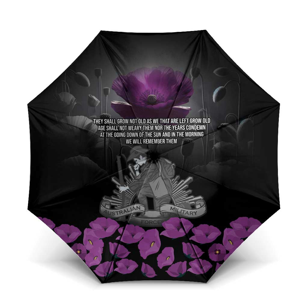 ANZAC Day Remembrance Umbrella Purple Poppy We Will Remember Them LT9 One Size Folded 11.42 inch Opened Diameter 37.4 inch Purple - Polynesian Pride
