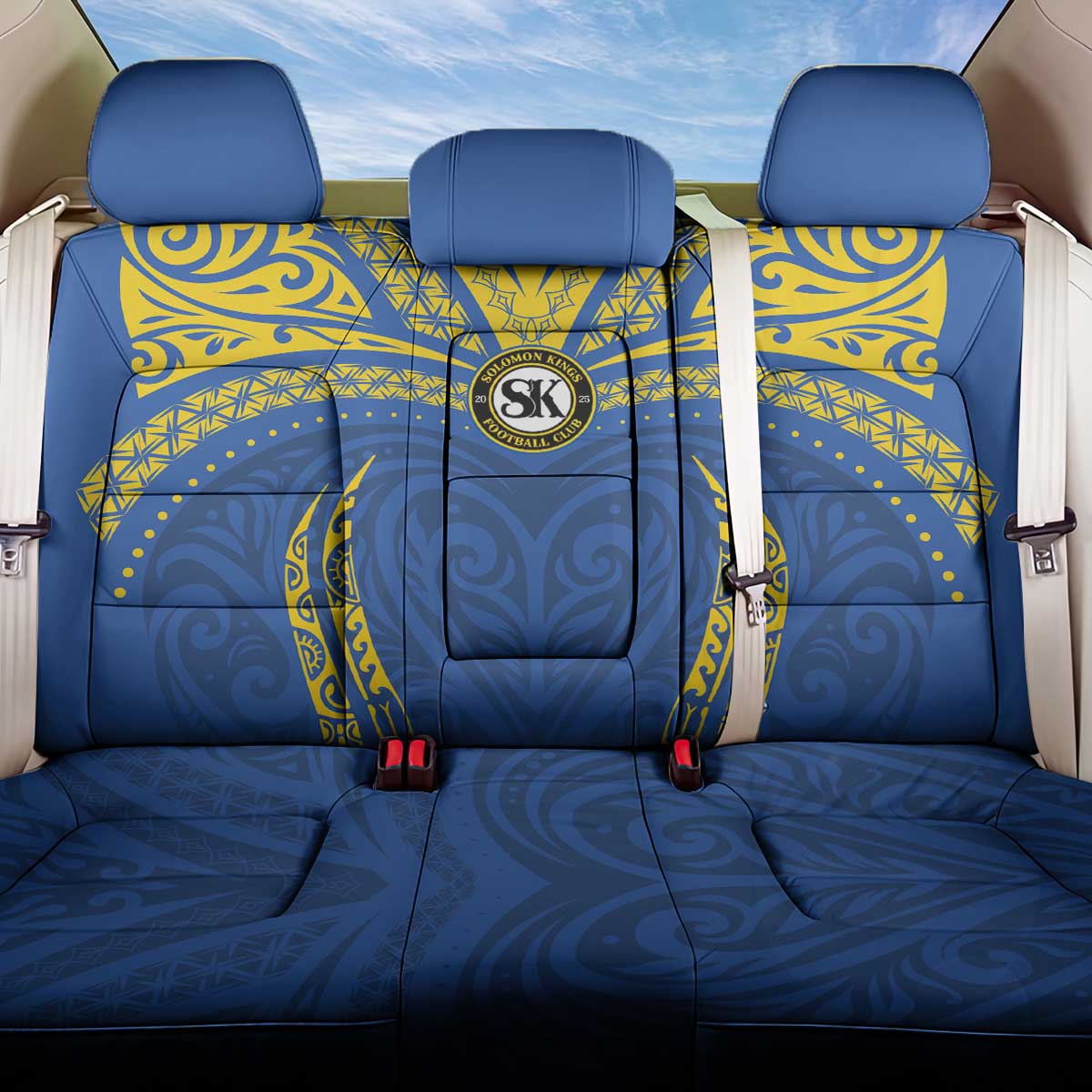 Oceania Football Solomon Kings Back Car Seat Cover Polynesian Tribal Pattern