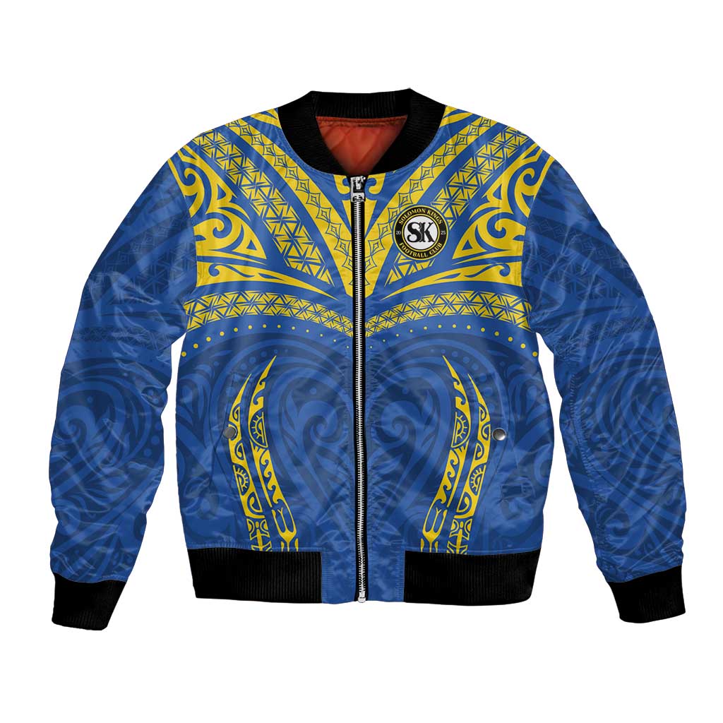 Custom Oceania Football Solomon Kings Bomber Jacket Polynesian Tribal Pattern