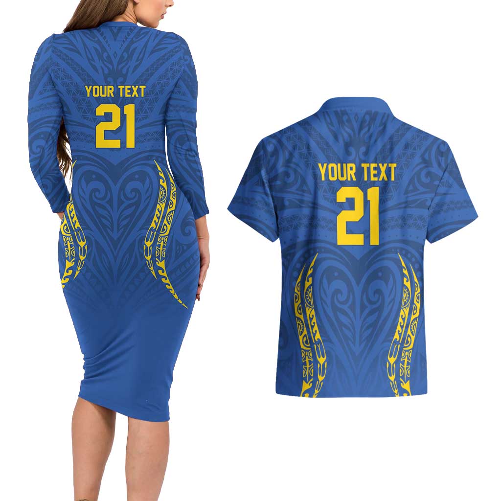 Custom Oceania Football Solomon Kings Couples Matching Long Sleeve Bodycon Dress and Hawaiian Shirt Polynesian Tribal Pattern