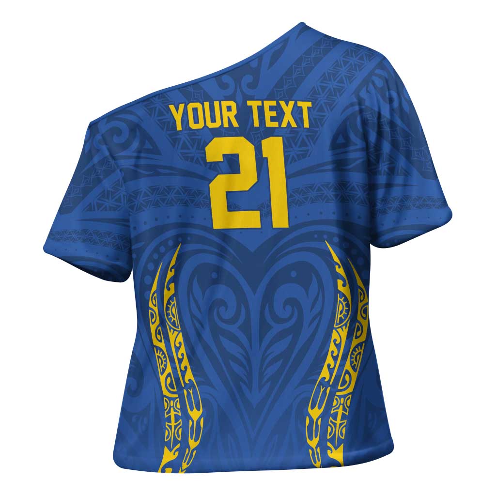 Custom Oceania Football Solomon Kings Cross Shoulder Shirt Polynesian Tribal Pattern