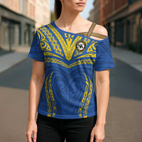 Custom Oceania Football Solomon Kings Cross Shoulder Shirt Polynesian Tribal Pattern