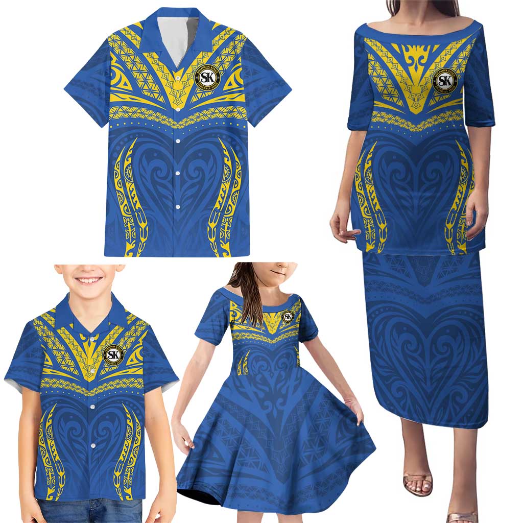 Custom Oceania Football Solomon Kings Family Matching Puletasi and Hawaiian Shirt Polynesian Tribal Pattern
