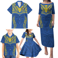 Custom Oceania Football Solomon Kings Family Matching Puletasi and Hawaiian Shirt Polynesian Tribal Pattern