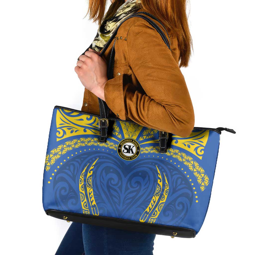 Oceania Football Solomon Kings Leather Tote Bag Polynesian Tribal Pattern