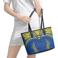 Oceania Football Solomon Kings Leather Tote Bag Polynesian Tribal Pattern