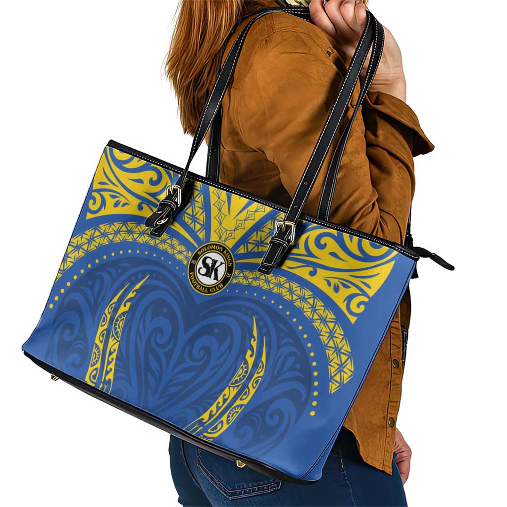 Oceania Football Solomon Kings Leather Tote Bag Polynesian Tribal Pattern