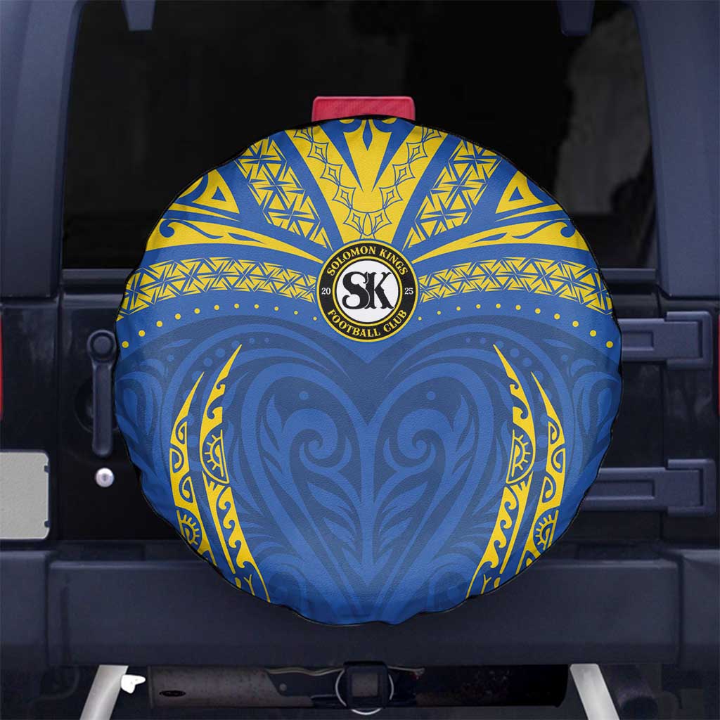 Oceania Football Solomon Kings Spare Tire Cover Polynesian Tribal Pattern LT9 No hole Blue - Polynesian Pride