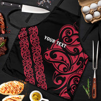 All Black Maori Tribal Tattoo Personalised Apron Classic Red Polynesian Style - Polynesian Pride