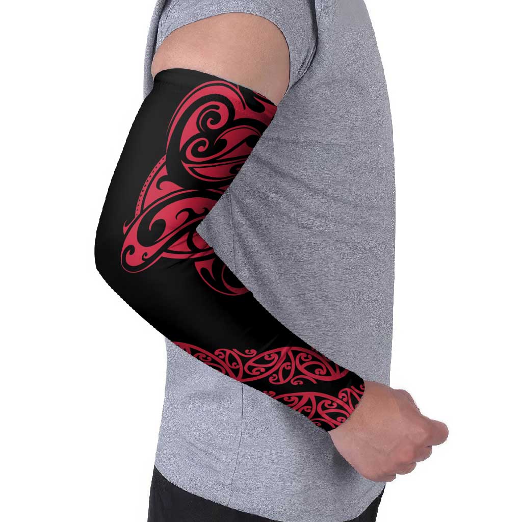 All Black Maori Tribal Tattoo Personalised Arm Sleeves Classic Red Polynesian Style - Polynesian Pride