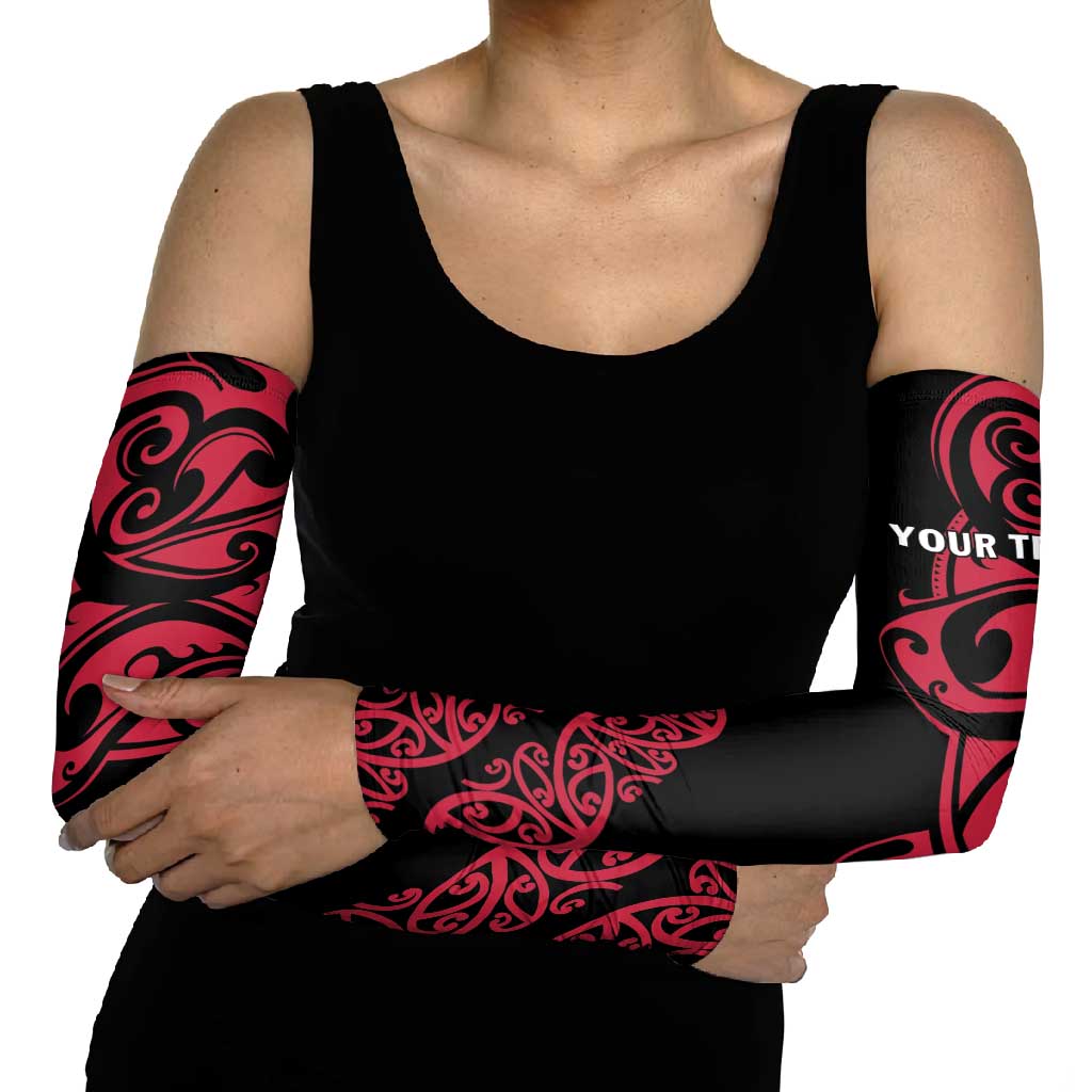 All Black Maori Tribal Tattoo Personalised Arm Sleeves Classic Red Polynesian Style - Polynesian Pride