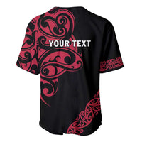 All Black Maori Tribal Tattoo Personalised Baseball Jersey Classic Red Polynesian Style - Polynesian Pride