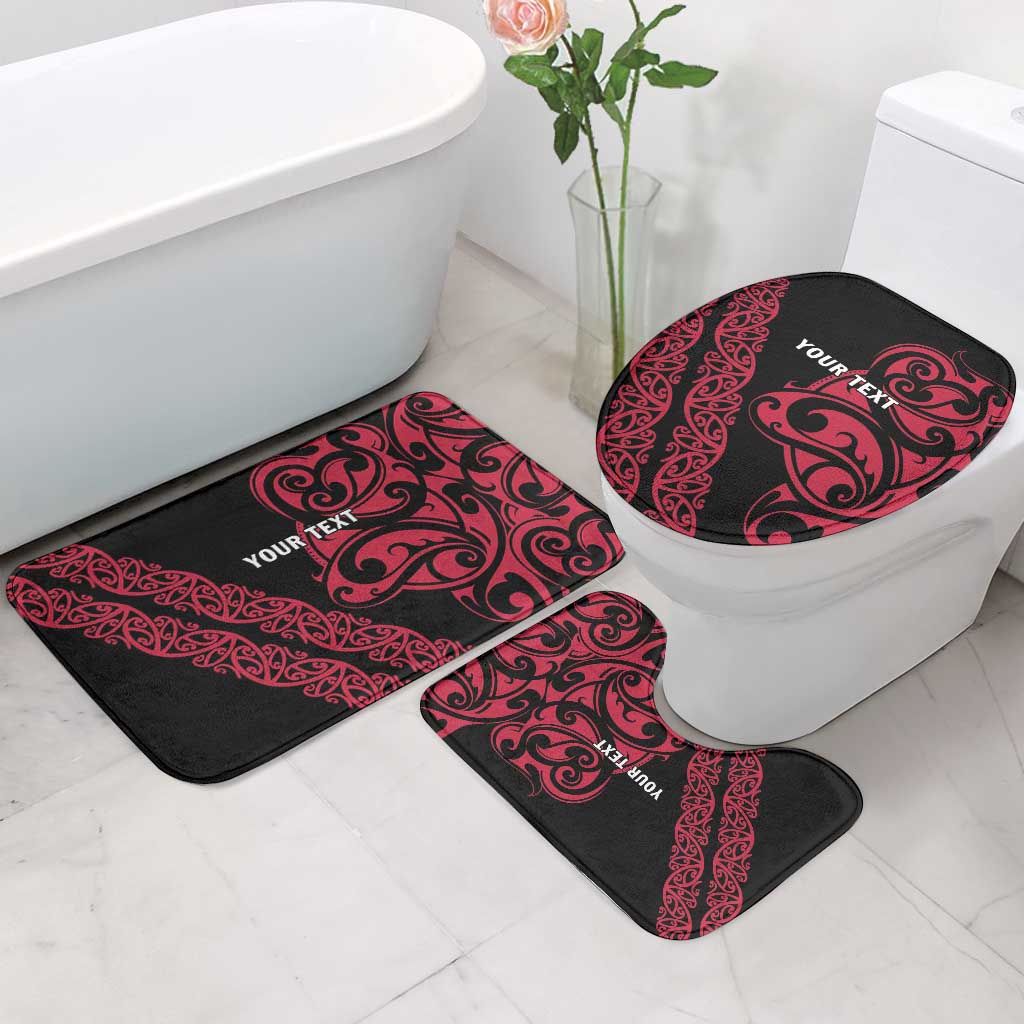 All Black Maori Tribal Tattoo Personalised Bathroom Set Classic Red Polynesian Style - Polynesian Pride