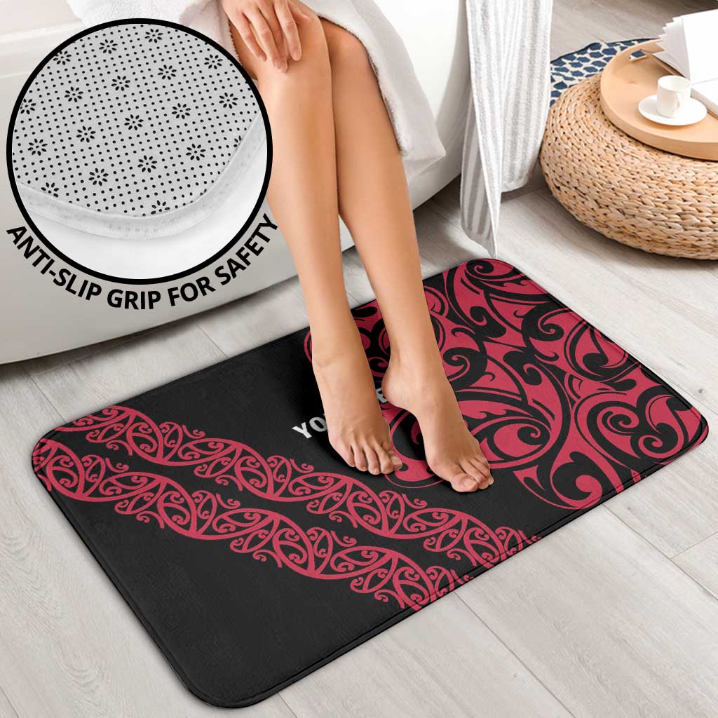 All Black Maori Tribal Tattoo Personalised Bathroom Set Classic Red Polynesian Style - Polynesian Pride