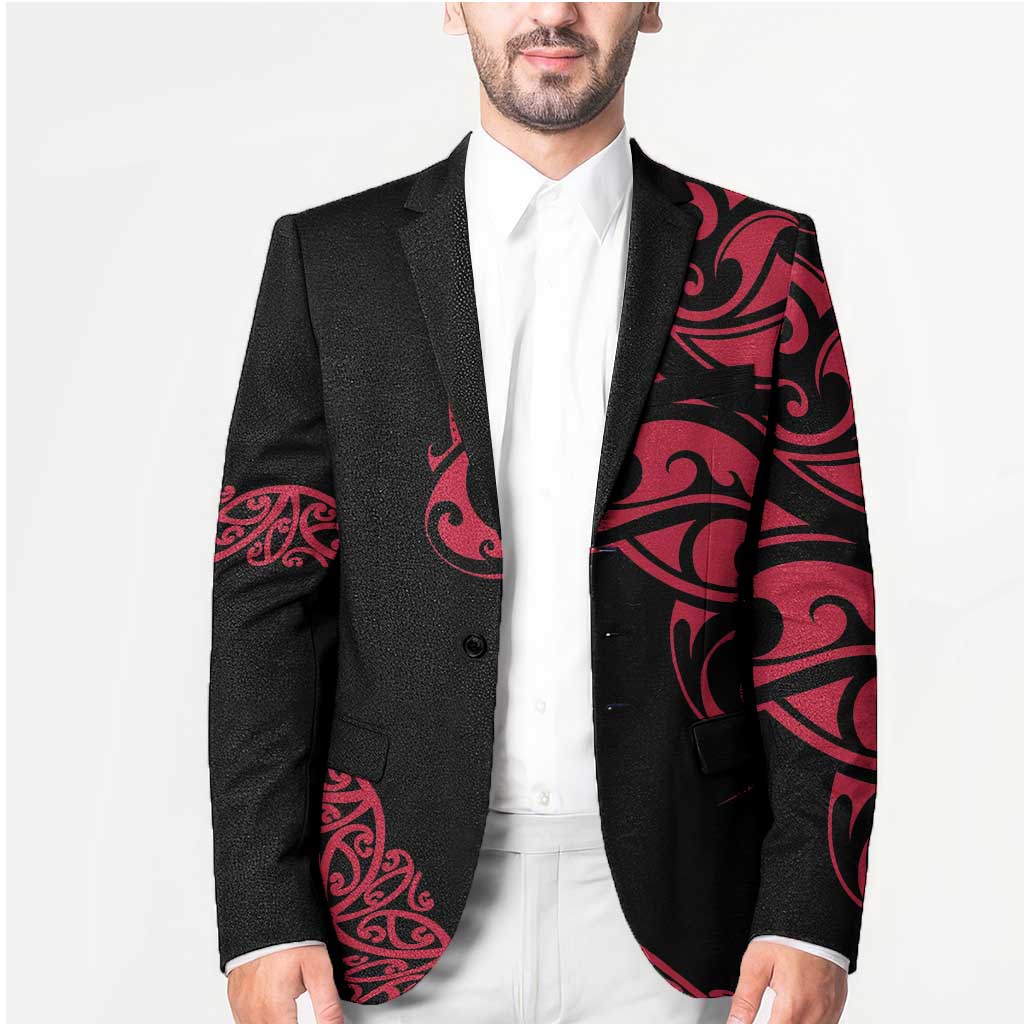 All Black Maori Tribal Tattoo Personalised Blazer Classic Red Polynesian Style - Polynesian Pride