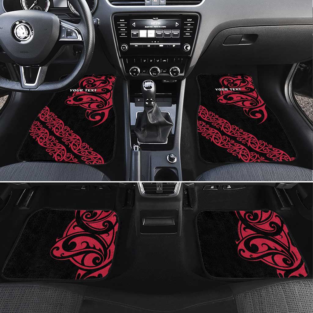 All Black Maori Tribal Tattoo Personalised Car Mats Classic Red Polynesian Style - Polynesian Pride
