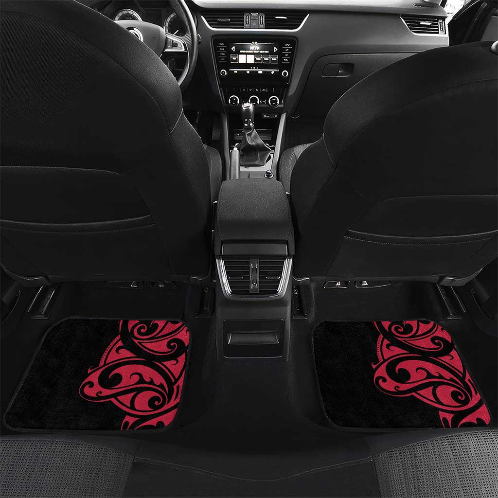All Black Maori Tribal Tattoo Personalised Car Mats Classic Red Polynesian Style - Polynesian Pride