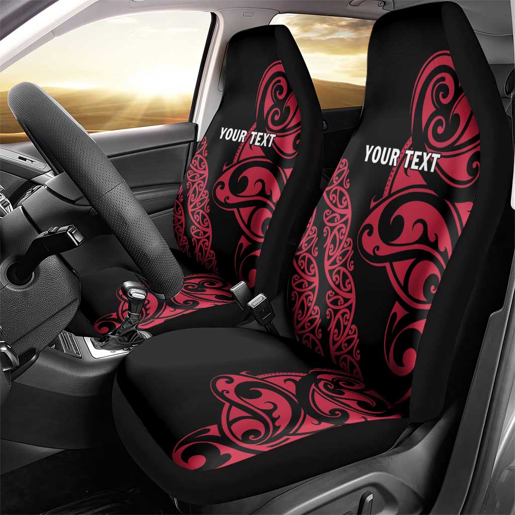 All Black Maori Tribal Tattoo Personalised Car Seat Cover Classic Red Polynesian Style - Polynesian Pride
