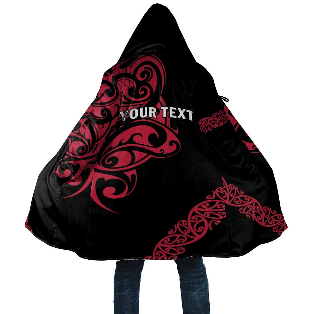 All Black Maori Tribal Tattoo Personalised Cloak Classic Red Polynesian Style - Polynesian Pride