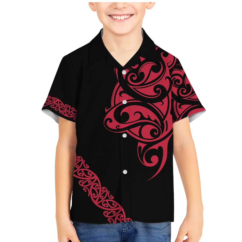 All Black Maori Tribal Tattoo Personalised Family Matching Mermaid Dress and Hawaiian Shirt Classic Red Polynesian Style - Polynesian Pride