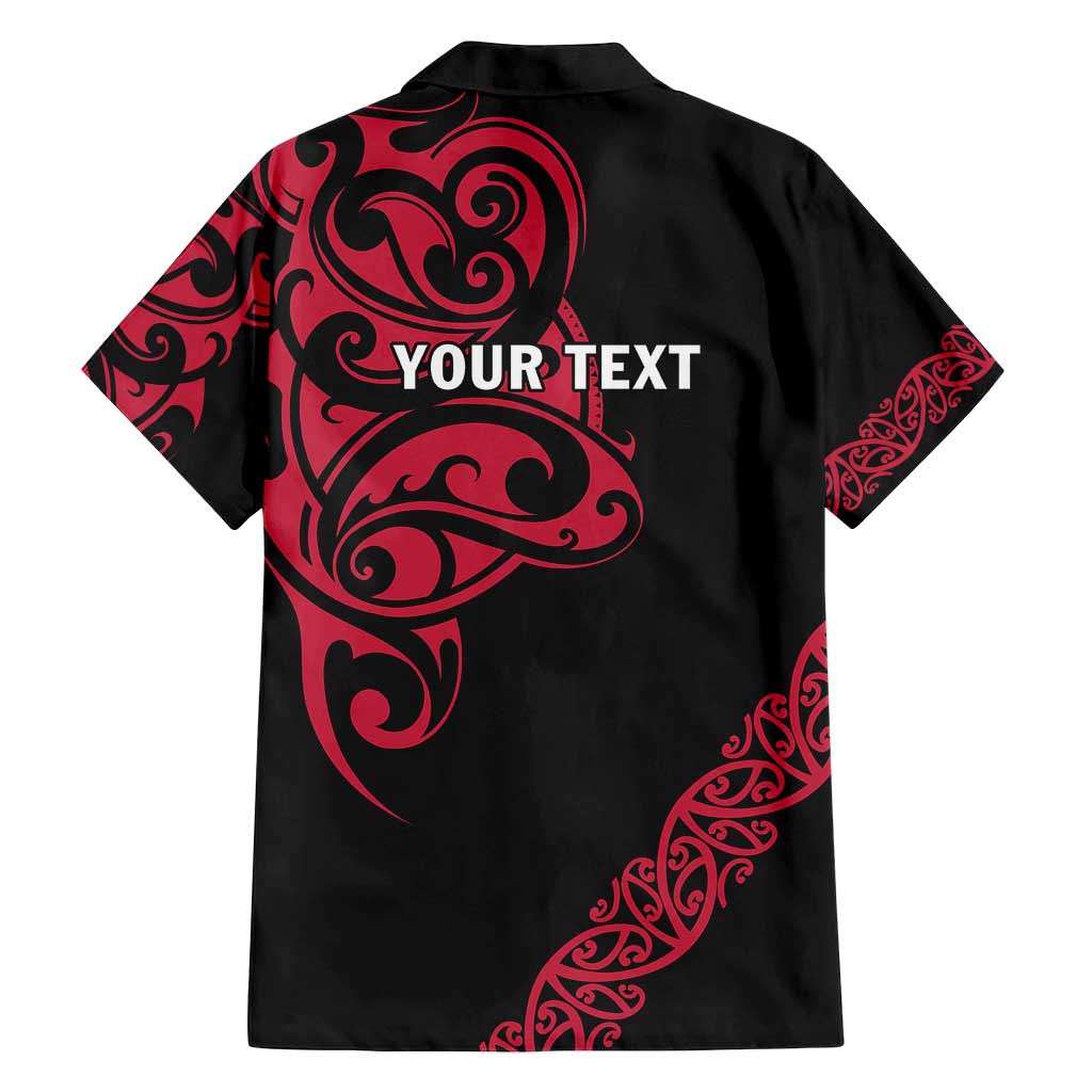 All Black Maori Tribal Tattoo Personalised Family Matching Off Shoulder Maxi Dress and Hawaiian Shirt Classic Red Polynesian Style - Polynesian Pride