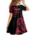 All Black Maori Tribal Tattoo Personalised Family Matching Off Shoulder Short Dress and Hawaiian Shirt Classic Red Polynesian Style - Polynesian Pride