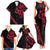 All Black Maori Tribal Tattoo Personalised Family Matching Tank Maxi Dress and Hawaiian Shirt Classic Red Polynesian Style - Polynesian Pride