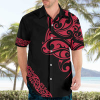All Black Maori Tribal Tattoo Personalised Hawaiian Shirt Classic Red Polynesian Style - Polynesian Pride