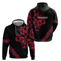 All Black Maori Tribal Tattoo Personalised Hoodie Classic Red Polynesian Style - Polynesian Pride