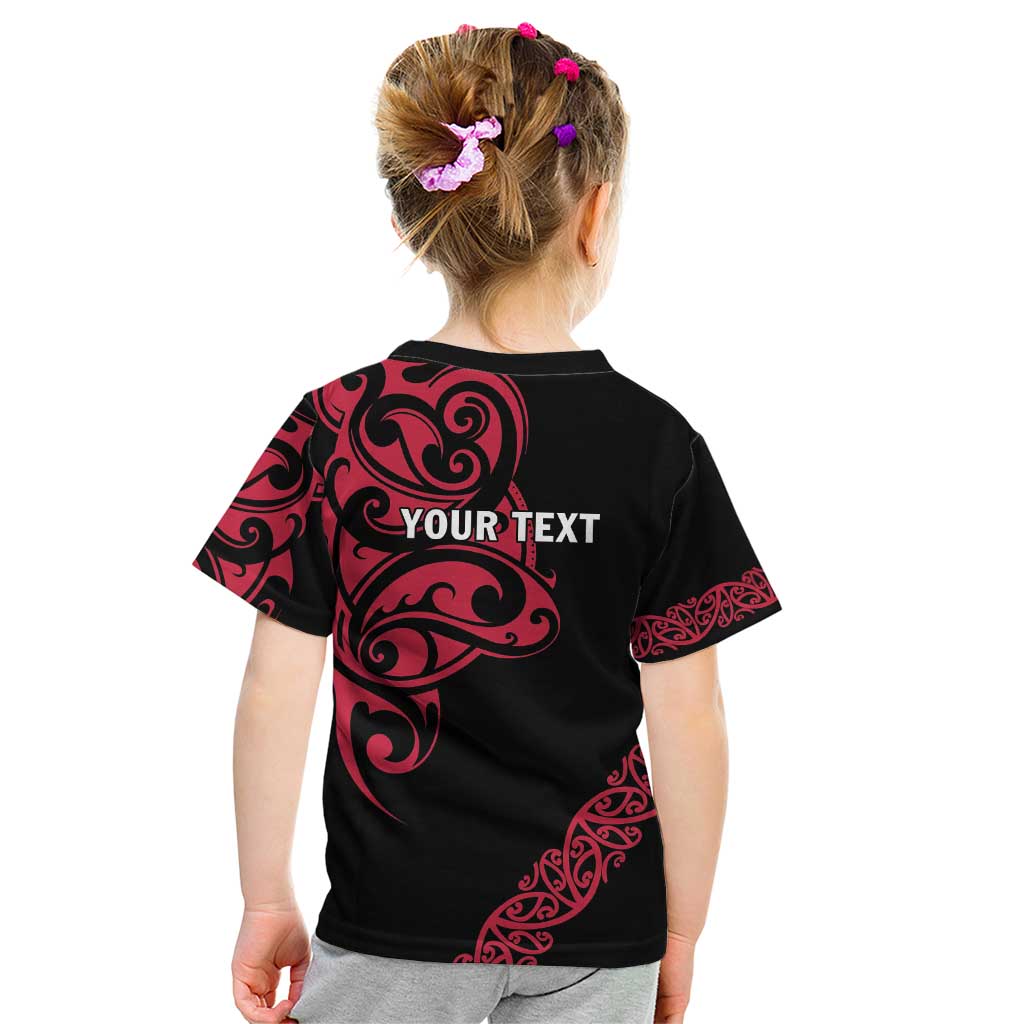 All Black Maori Tribal Tattoo Personalised Kid T Shirt Classic Red Polynesian Style LT9 - Polynesian Pride