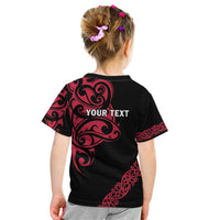 All Black Maori Tribal Tattoo Personalised Kid T Shirt Classic Red Polynesian Style LT9 - Polynesian Pride