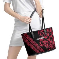 All Black Maori Tribal Tattoo Personalised Leather Tote Bag Classic Red Polynesian Style LT9 - Polynesian Pride