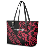 All Black Maori Tribal Tattoo Personalised Leather Tote Bag Classic Red Polynesian Style LT9 - Polynesian Pride