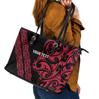 All Black Maori Tribal Tattoo Personalised Leather Tote Bag Classic Red Polynesian Style LT9 - Polynesian Pride