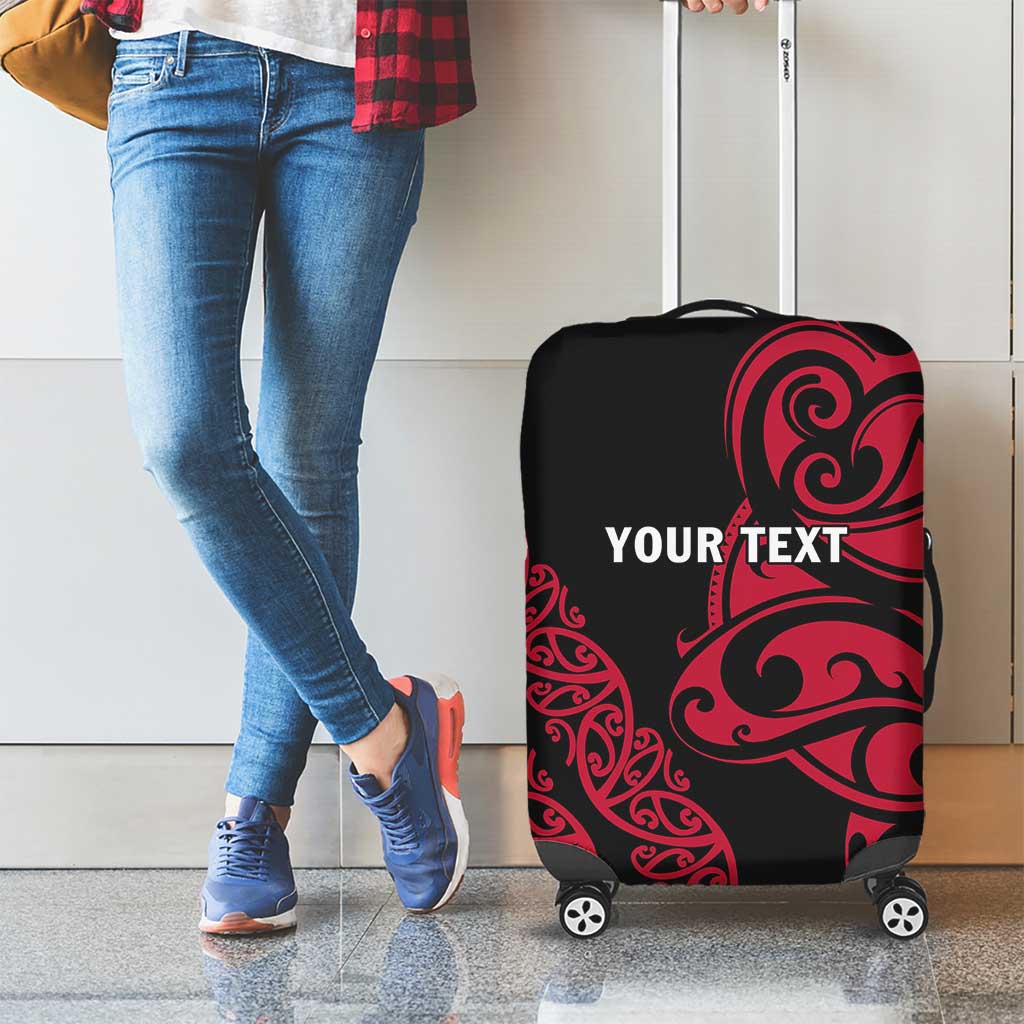 All Black Maori Tribal Tattoo Personalised Luggage Cover Classic Red Polynesian Style - Polynesian Pride