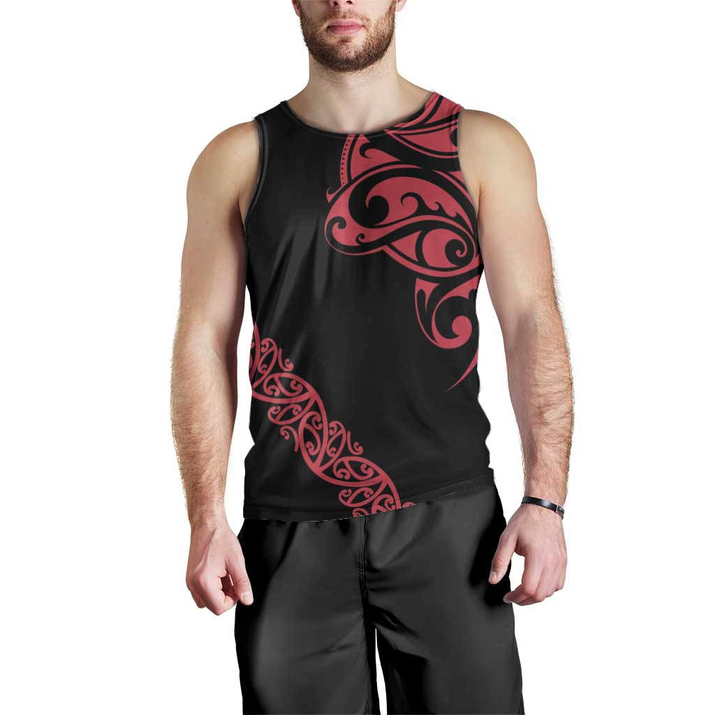 All Black Maori Tribal Tattoo Personalised Men Tank Top Classic Red Polynesian Style - Polynesian Pride