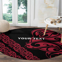 All Black Maori Tribal Tattoo Personalised Round Carpet Classic Red Polynesian Style - Polynesian Pride