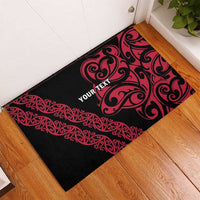 All Black Maori Tribal Tattoo Personalised Rubber Doormat Classic Red Polynesian Style - Polynesian Pride