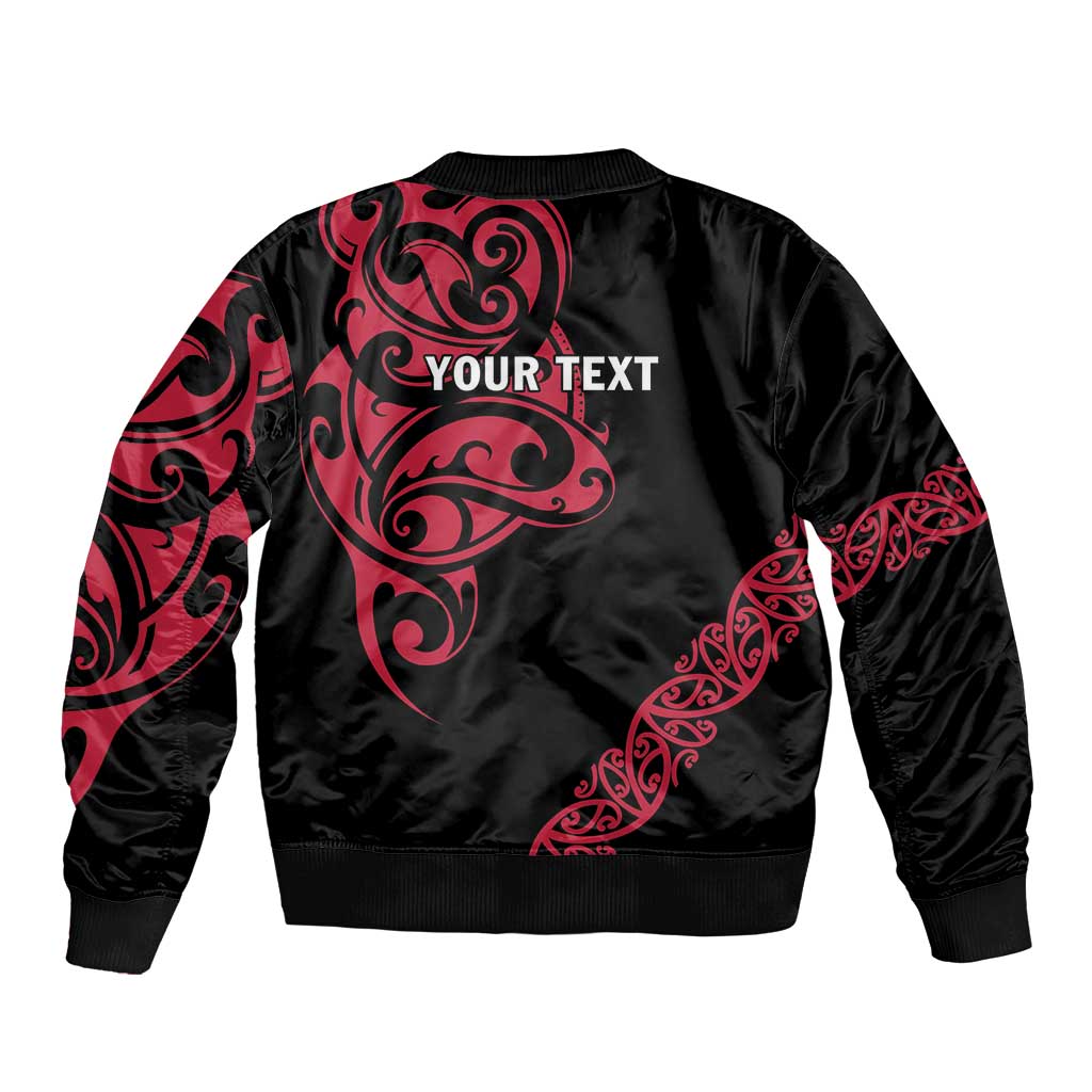 All Black Maori Tribal Tattoo Personalised Sleeve Zip Bomber Jacket Classic Red Polynesian Style LT9 - Polynesian Pride
