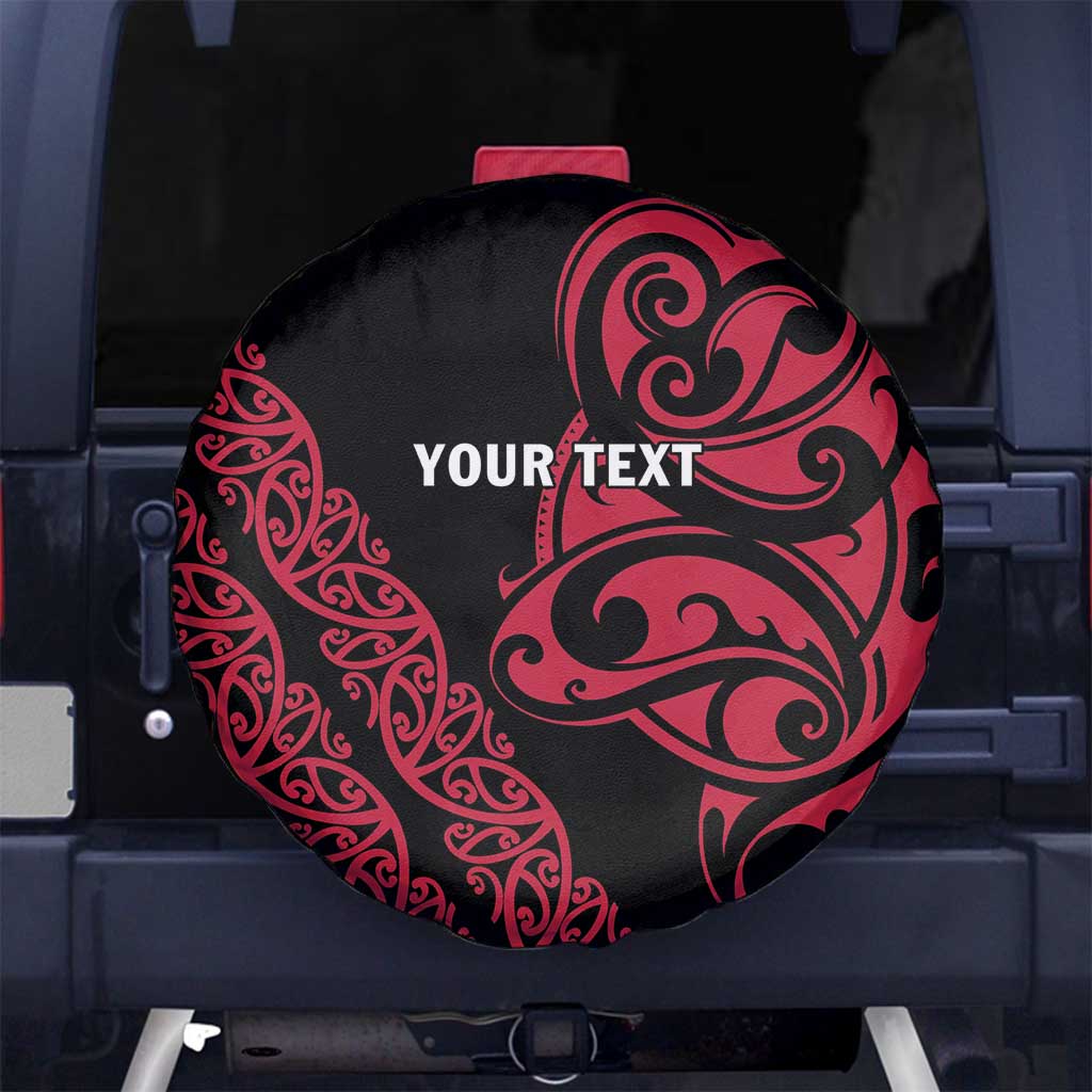 All Black Maori Tribal Tattoo Personalised Spare Tire Cover Classic Red Polynesian Style LT9 No hole Red - Polynesian Pride
