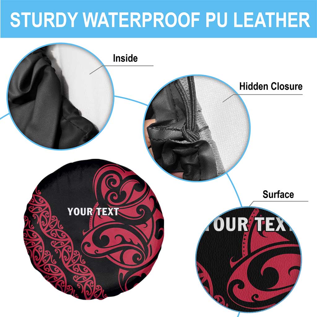 All Black Maori Tribal Tattoo Personalised Spare Tire Cover Classic Red Polynesian Style LT9 - Polynesian Pride