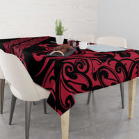 All Black Maori Tribal Tattoo Personalised Tablecloth Classic Red Polynesian Style - Polynesian Pride