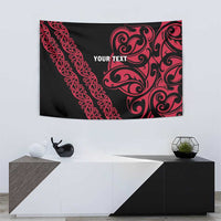 All Black Maori Tribal Tattoo Personalised Tapestry Classic Red Polynesian Style - Polynesian Pride